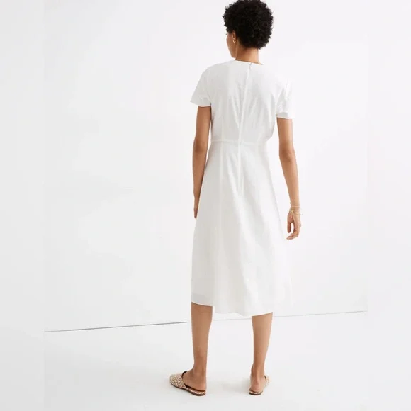 Madewell Linen-Blend Button-Wrap Midi Dress - Lighthouse (6) - Picture 2 of 8